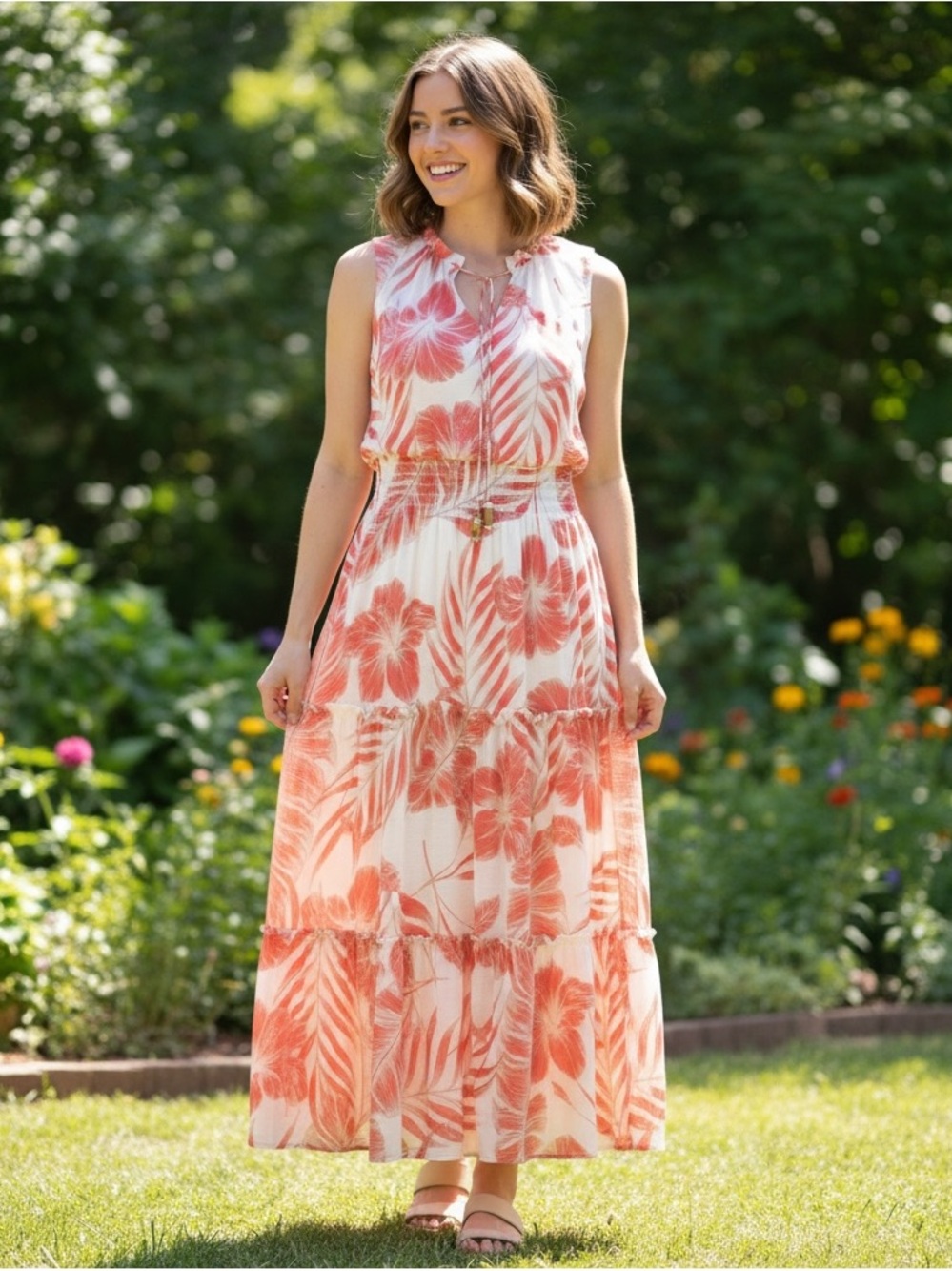 Luxology Long Maxi Dress with Floral Print | size M